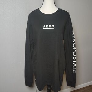Aeropostale Black Long Sleeve Tee with White Logo Size Large